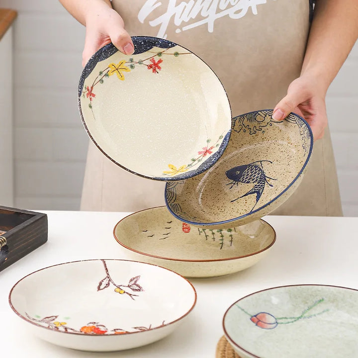 Assiette Japonaise Peinte à la Main fleurs
