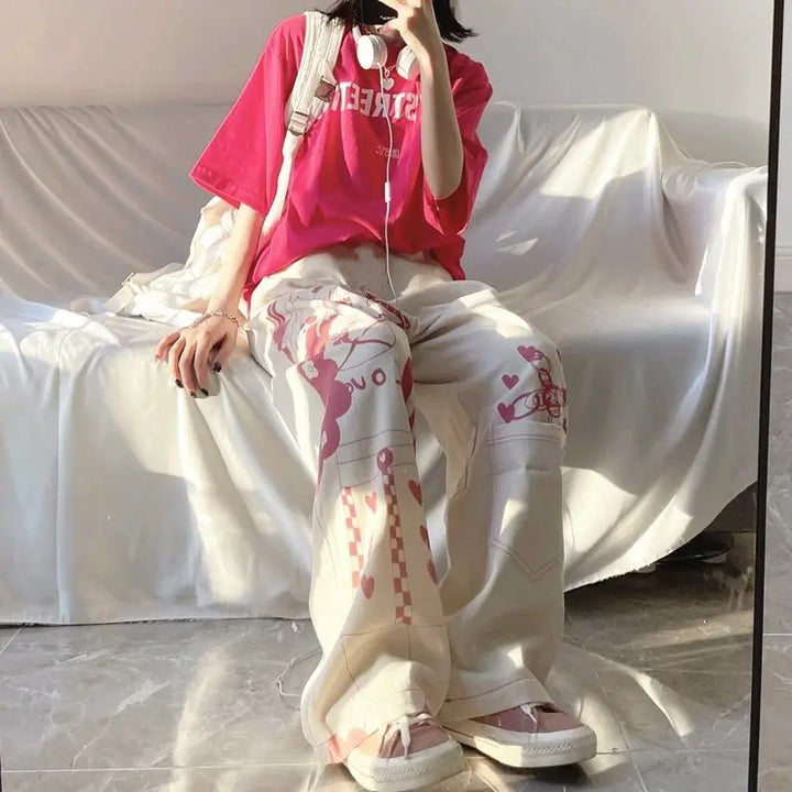 Pantalon Femme Imprimé Japonais large