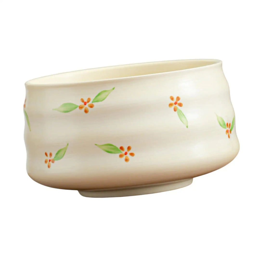 Bol Japonais Artisanal à Fleurs Beige