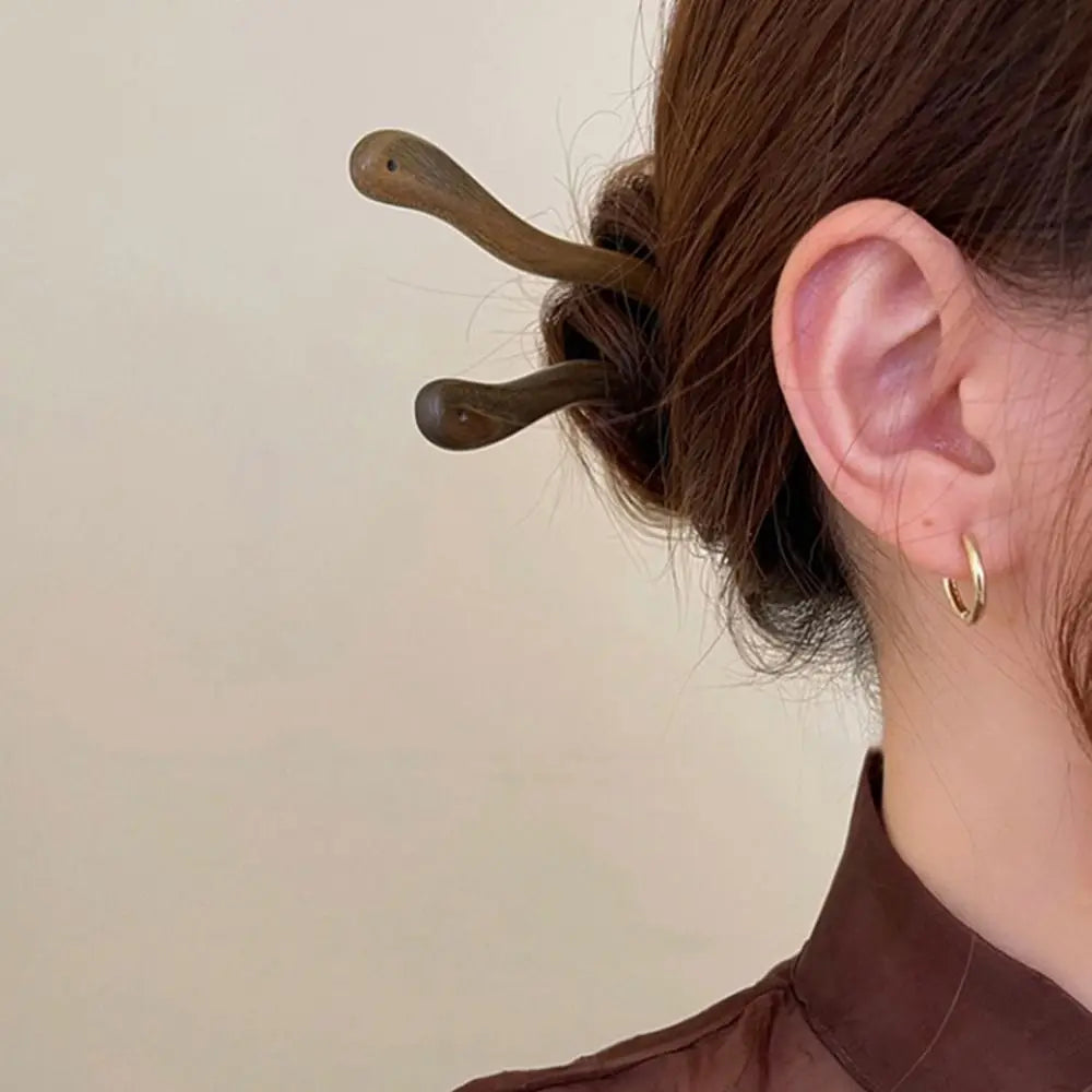 Bâton à cheveux japonais en bois vintage