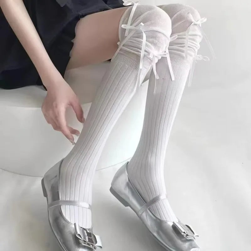 Chaussettes Japonaises à Noeuds Blanc