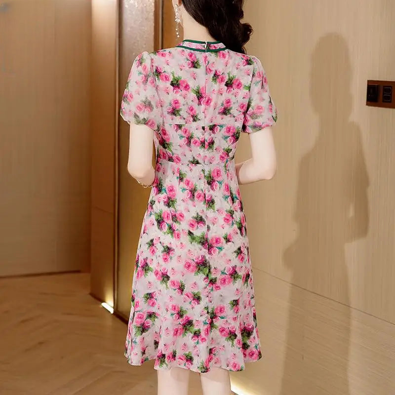 Robe Japonaise à Volants Rose