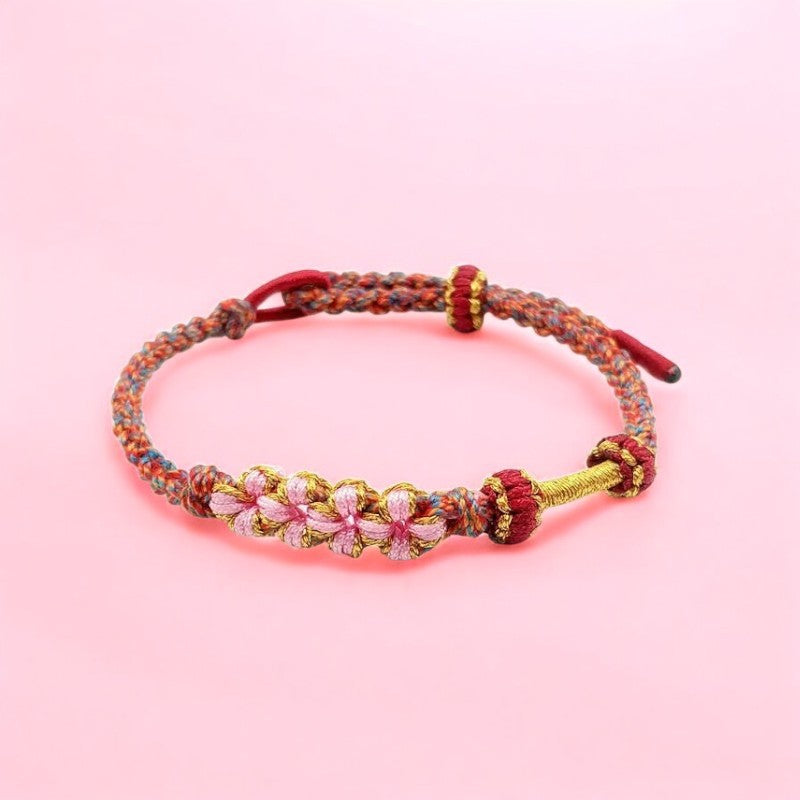 Japanese Braided Peach Blossom Bracelet