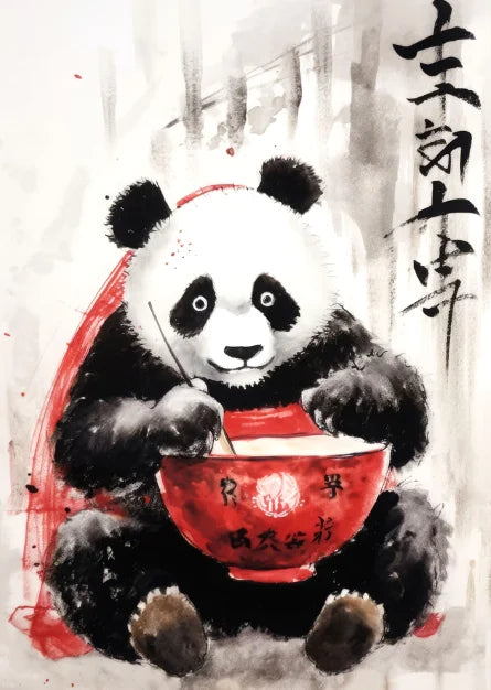 Affiche Japonaise Panda Géant