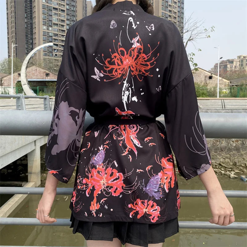 Veste Kimono Haori pour Femme noire