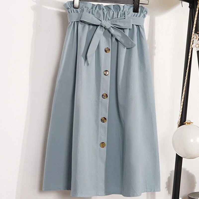 Jupe Japonaise Boutonnée Bleu