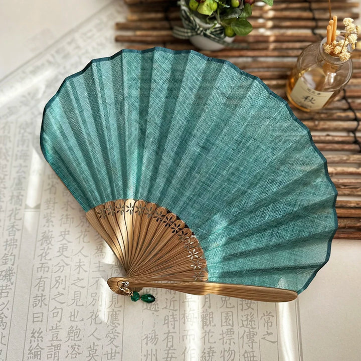 Éventail japonais diy vert paon