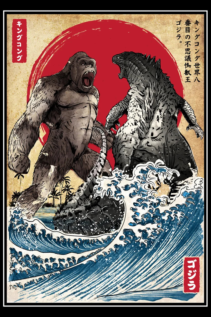 Tableau Japon Gorille et Dragon
