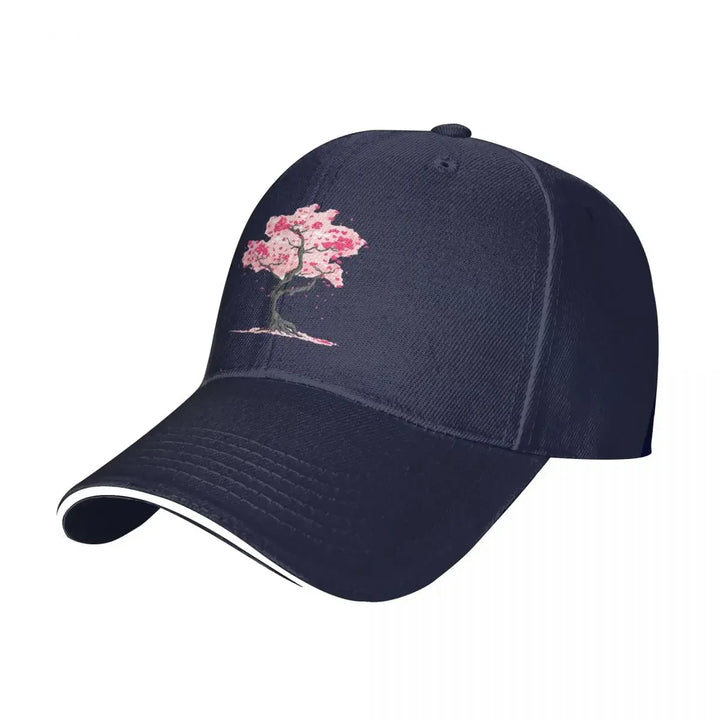 Casquette Japonaise Fleurs De Cerisier Bleu marine