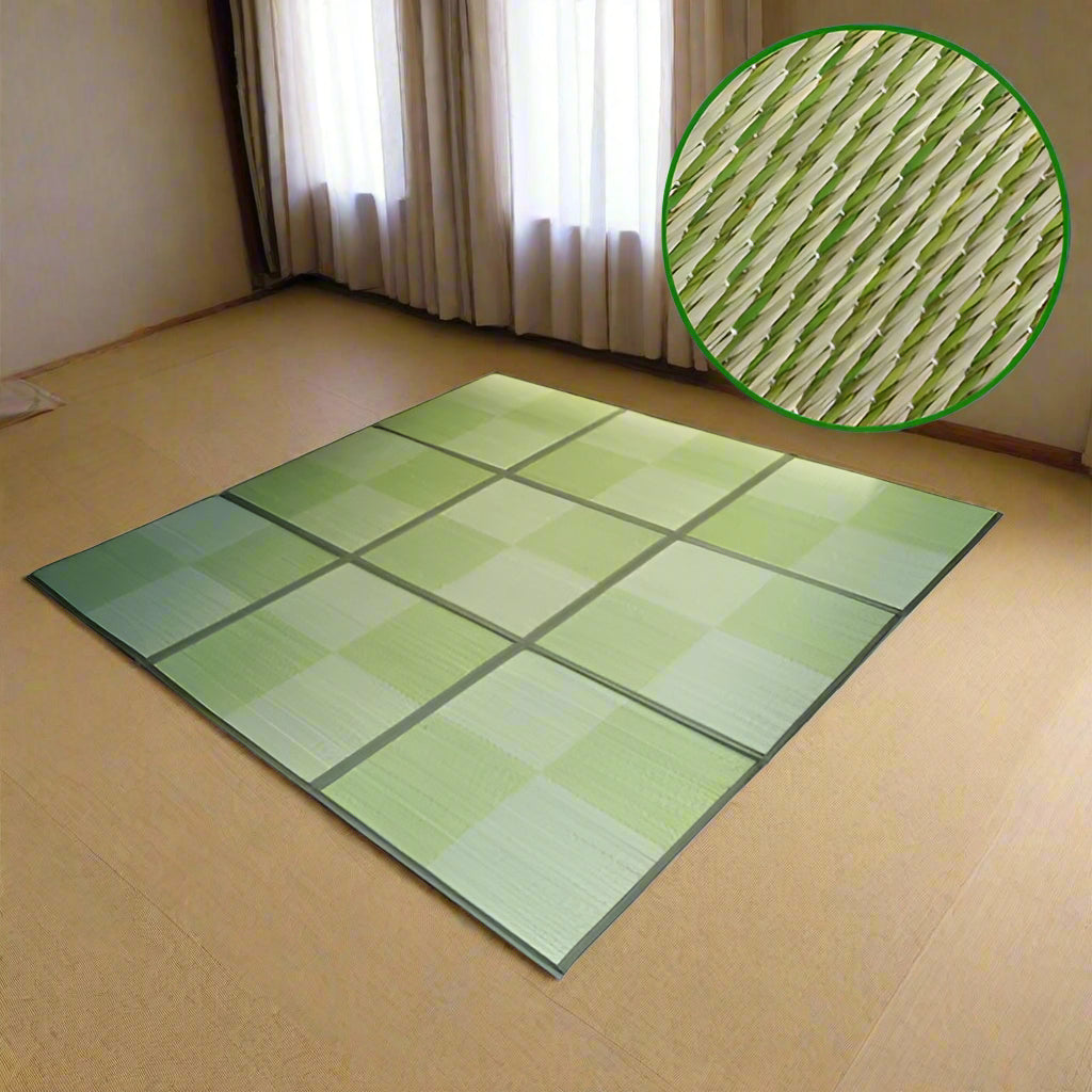 Tapis Japonais Tatami Carreaux Vert