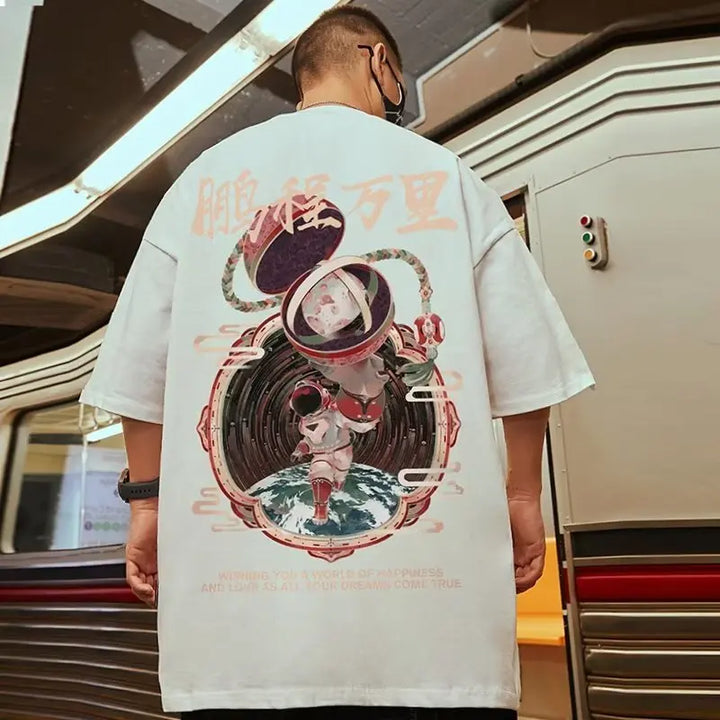 Übergroßes japanisches Herren-T-Shirt