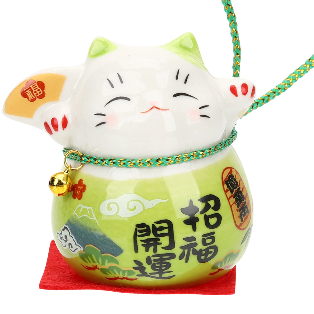 Porte bonheur japonais maneki neko vert