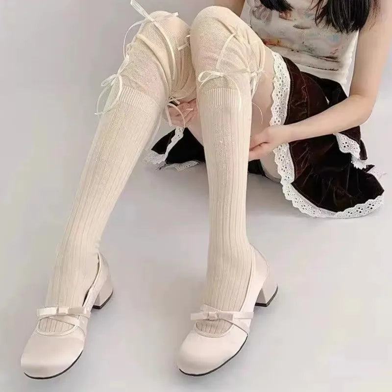 Chaussettes Japonaises à Noeuds Beige