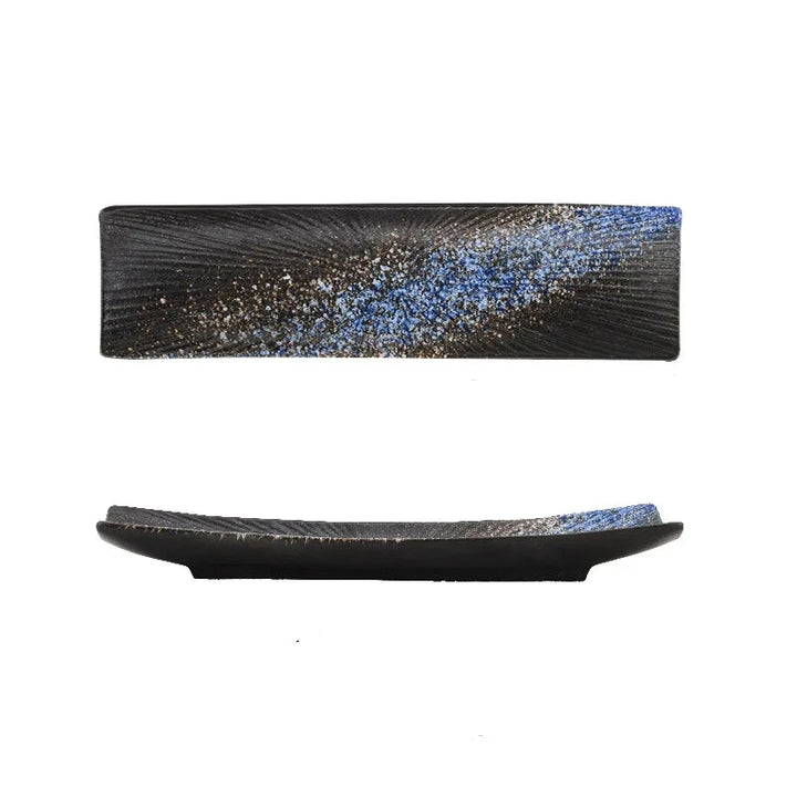 Assiette à sushi bleue noire