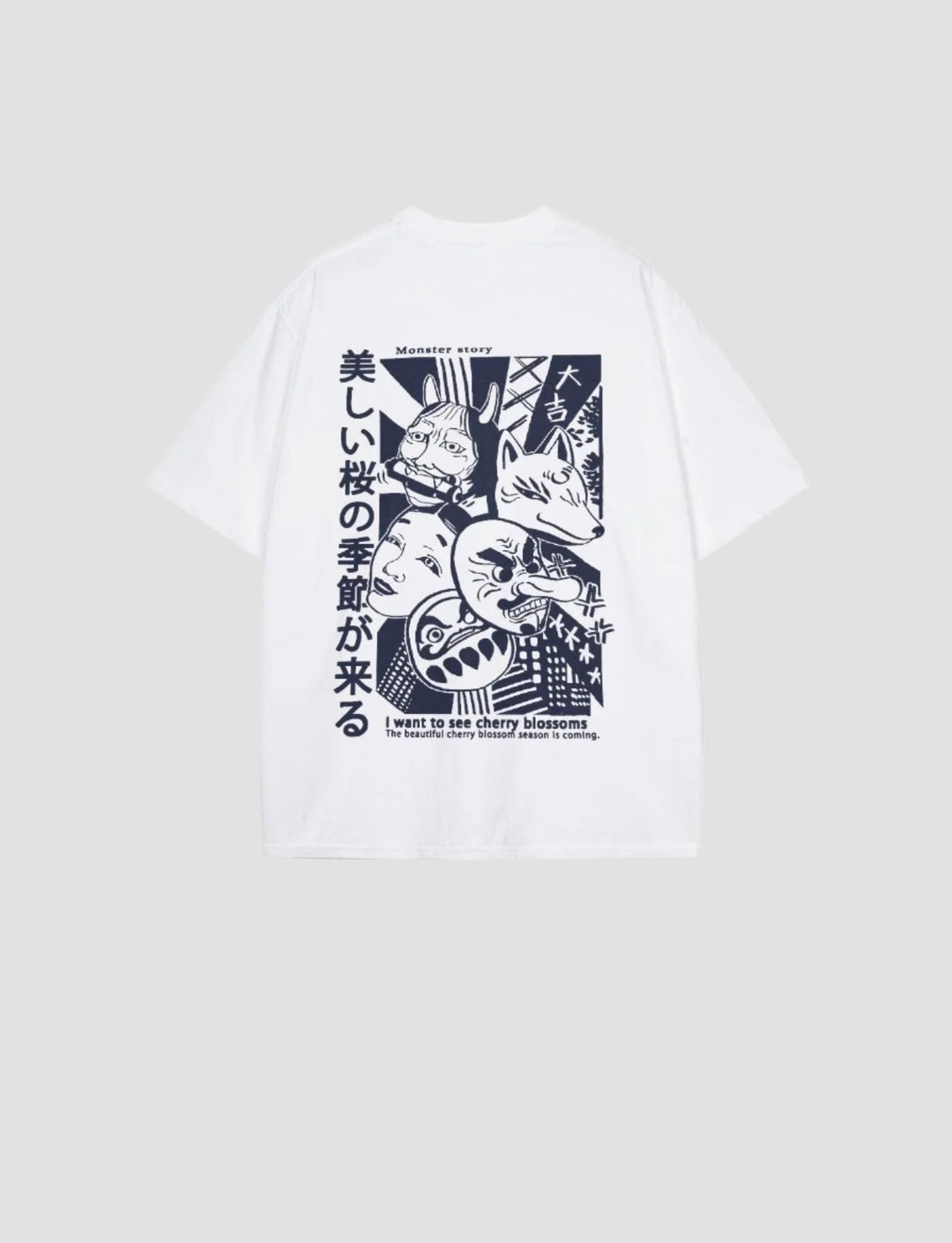 T-shirt Oversize à Illustration Japonaise Blanc