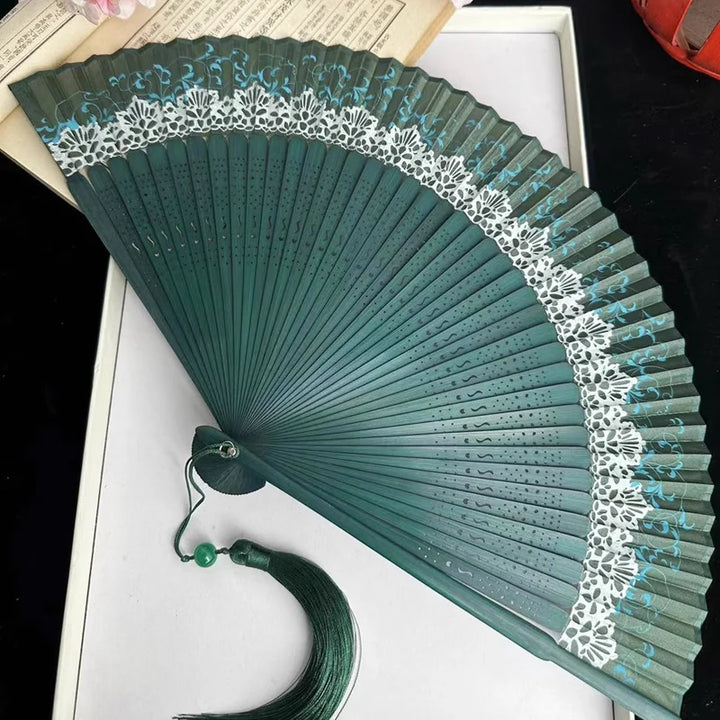 Éventail japonais bambou vert