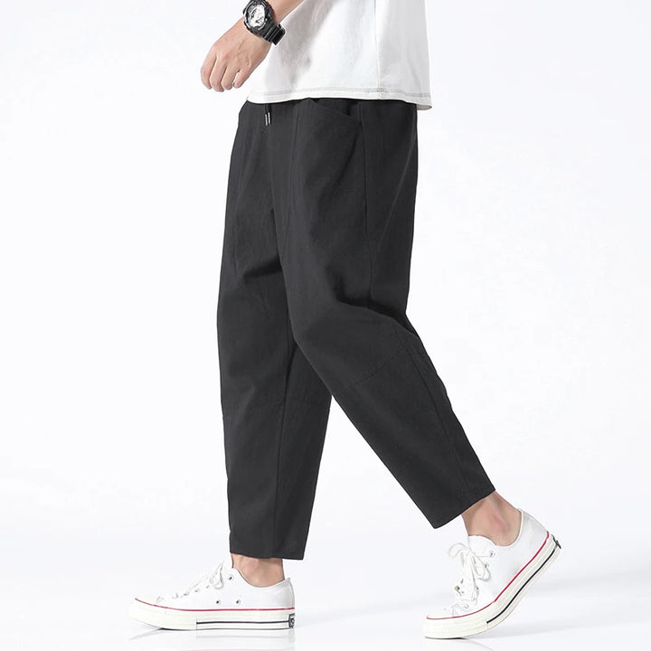 Pantalon Japonais Estival en Coton Noir