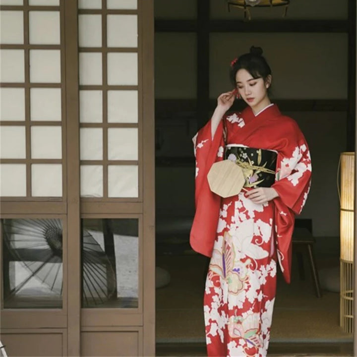 Kimono Japonais Femme Rouge Traditionnel
