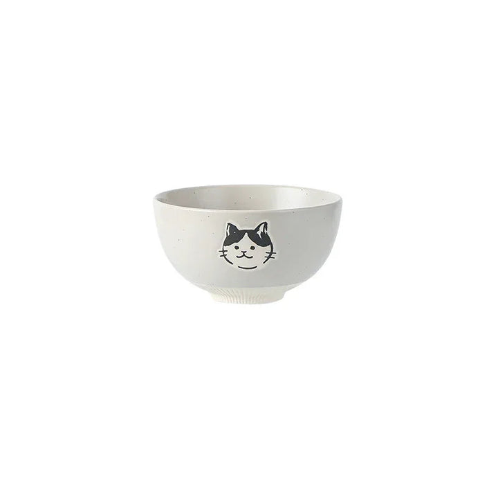 Petit Bol de Riz Japonais Chat Blanc