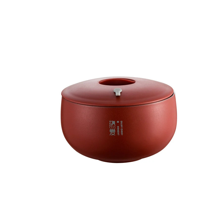 Bol Japonais en Inox avec Couvercle Rouge