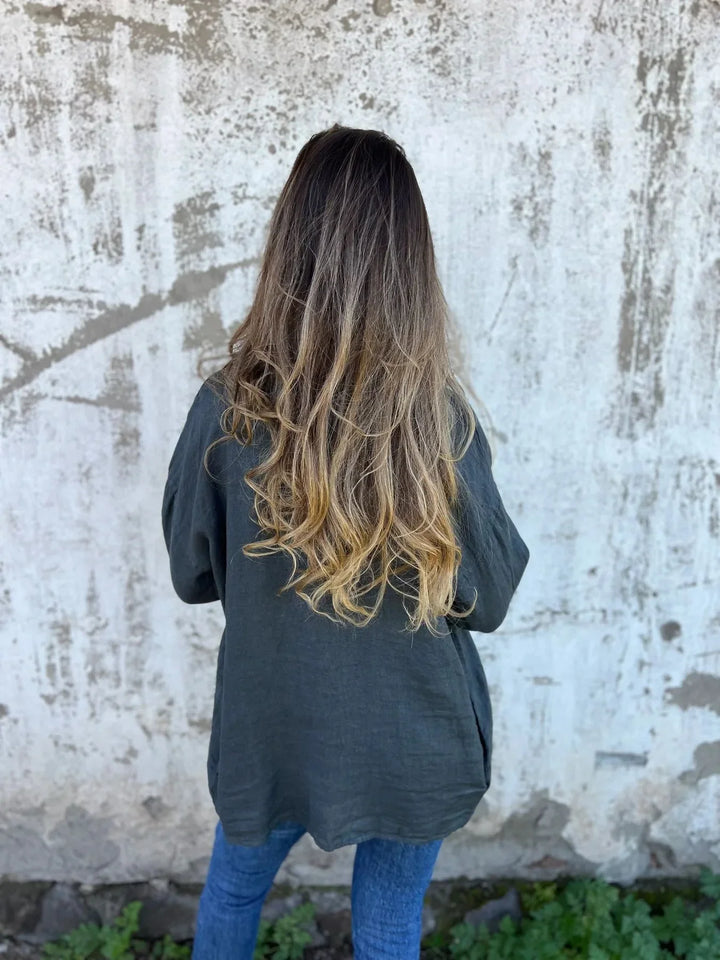Veste Kimono Femme en Coton gris dos