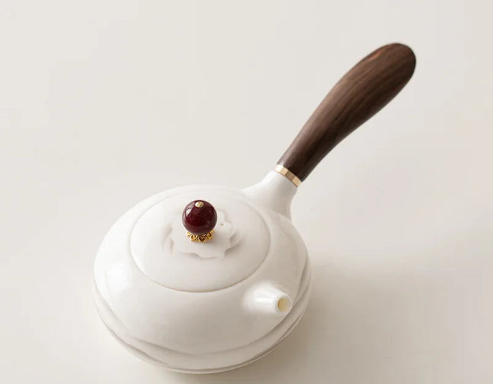 Théière Japonaise en Porcelaine à Poignée Blanc