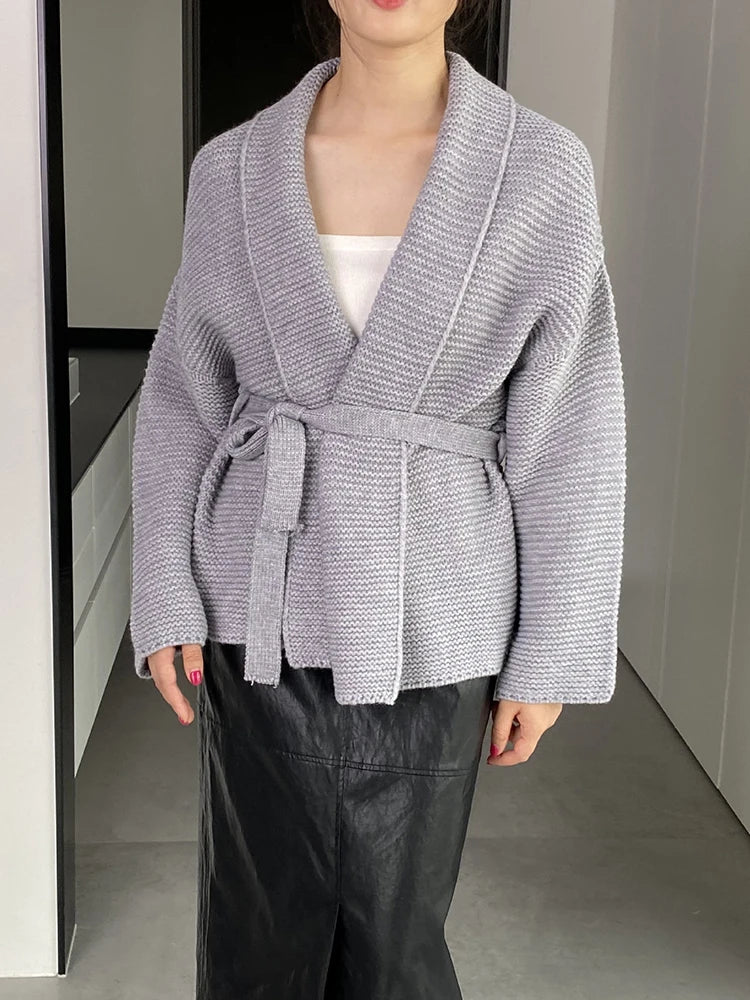Veste Cardigan Kimono Femme Tricoté gris