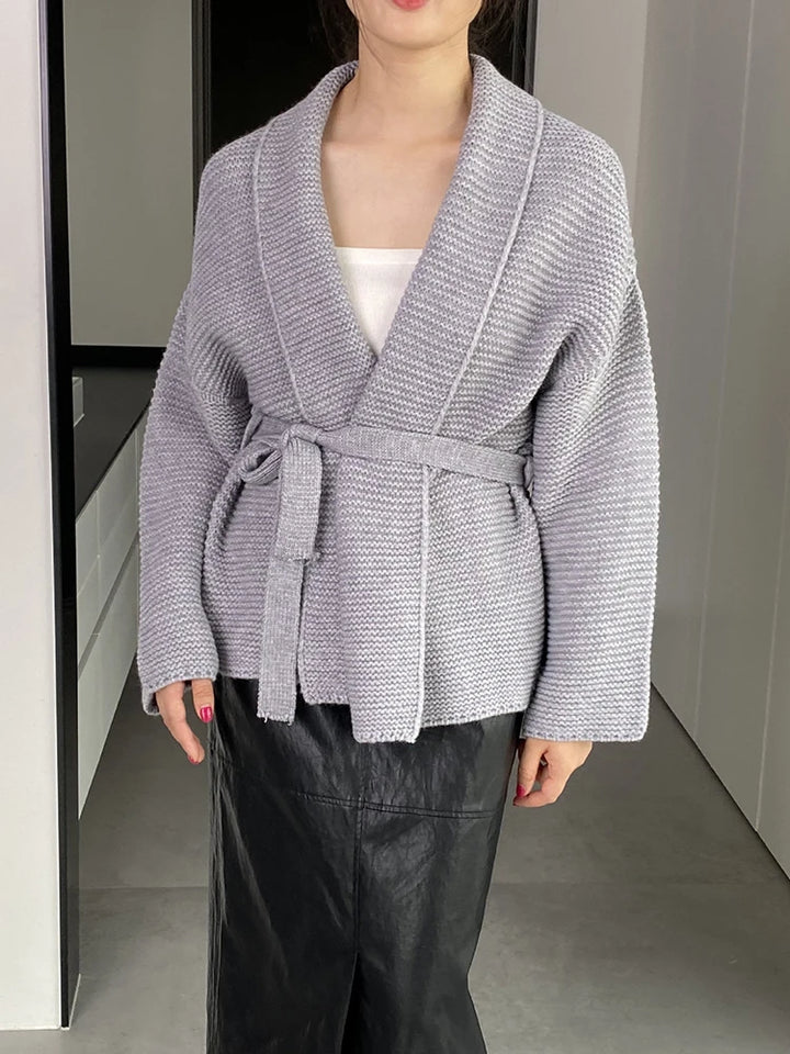 Veste Cardigan Kimono Femme Tricoté gris