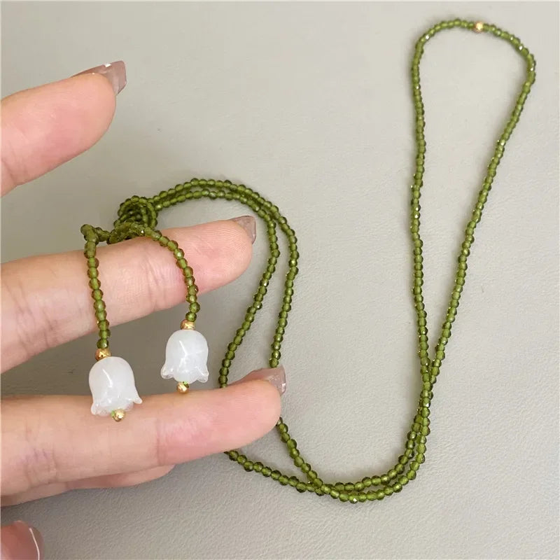 Collier perle de cristal muguet japonais