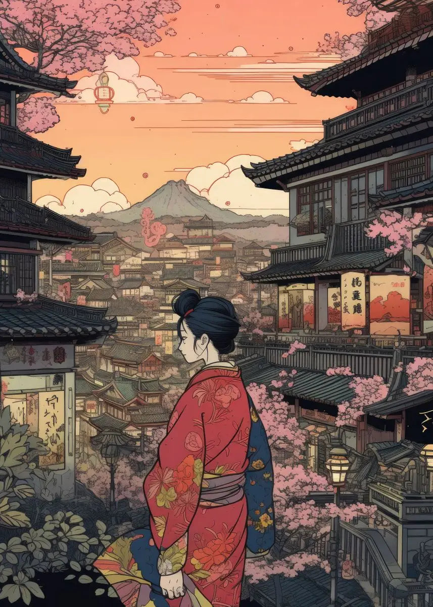 Japanese Wall Poster Beautiful Women