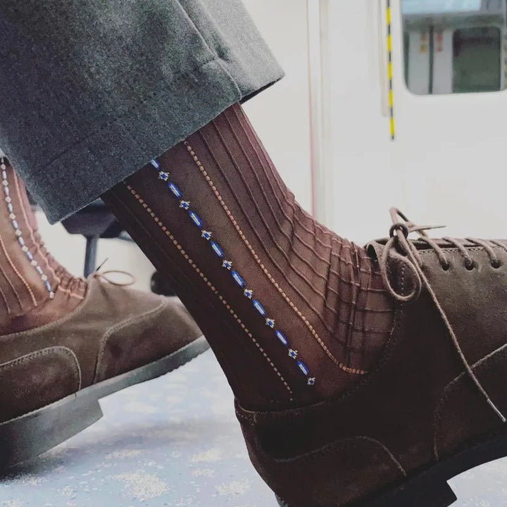 Chaussettes Japonaises Fines Homme Marron