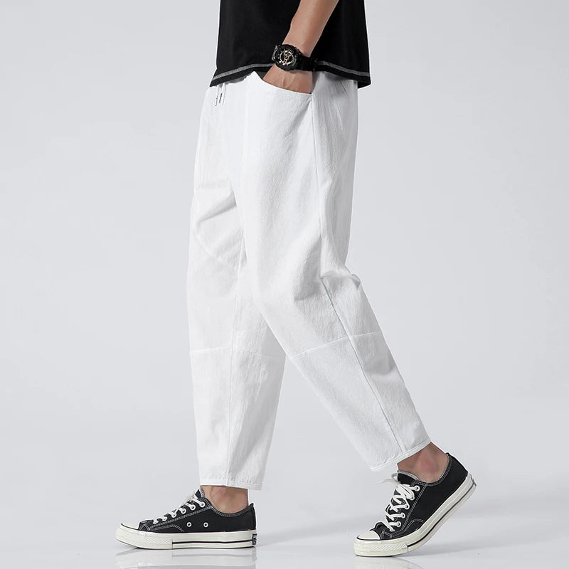 Pantalon Japonais Estival en Coton Blanc