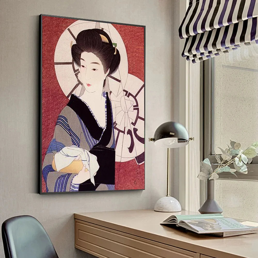 Japanese Painting Woman in Kimono