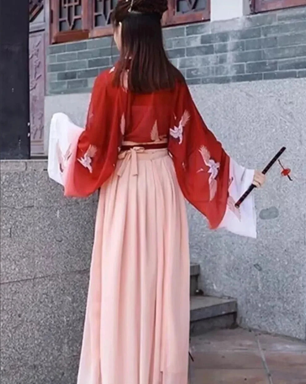 Jupe japonaise traditionnelle longue beige
