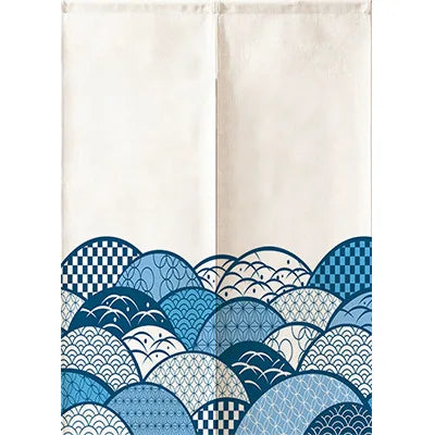 Rideau Japonais Double Ouverture bleu et blanc