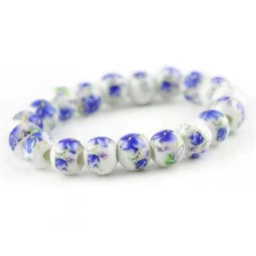 Bracelet Japonais Perles Céramique à fleur