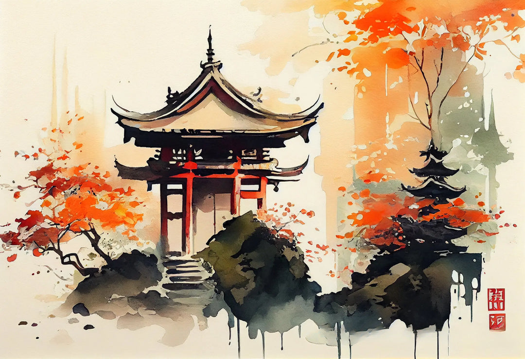 Affiche Japonaise Rétro Temple