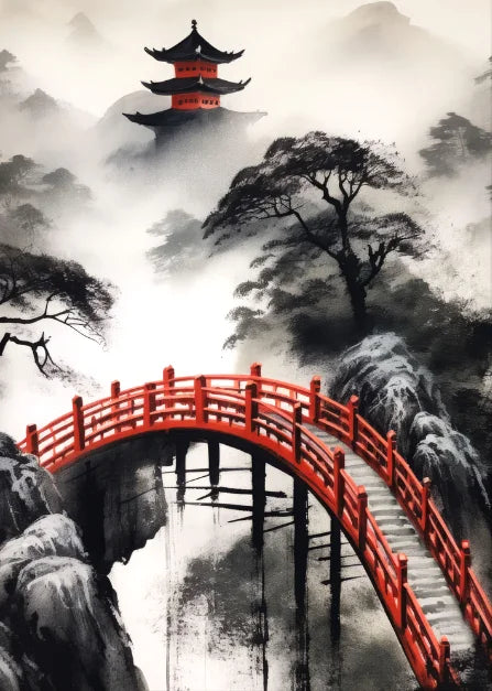 Affiche Japonaise Motif Pont en Bois