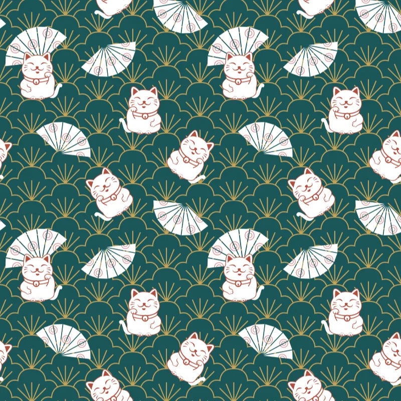 Furoshiki Maneki-Neko vert