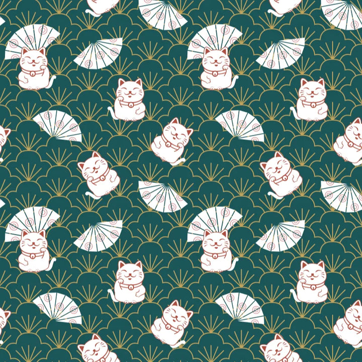 Furoshiki Maneki-Neko vert