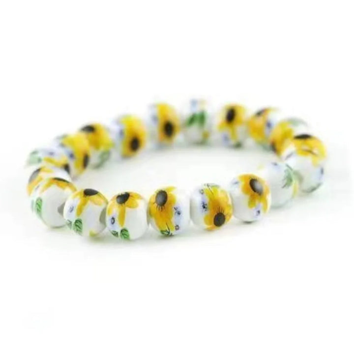 Bracelet Japonais Perles Céramique à fleur