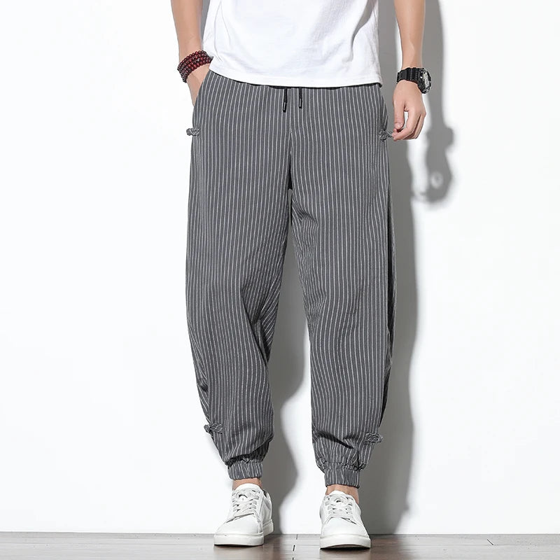 Pantalon Japonais en Lin Gris