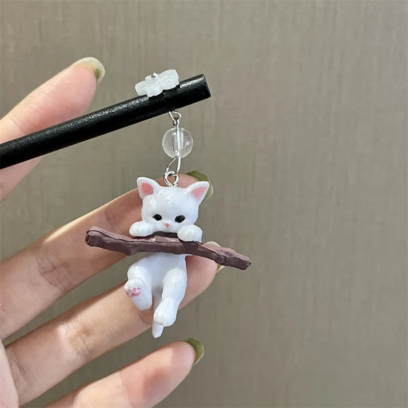 Épingle japonais chat pendant bois de chauffage
