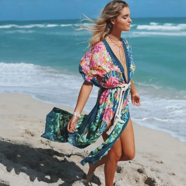 Kimono de Plage à Motif Floral