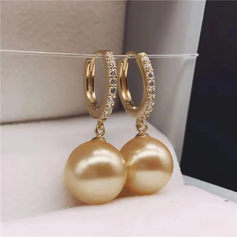 Boucle d'oreille perle japonaise champagne