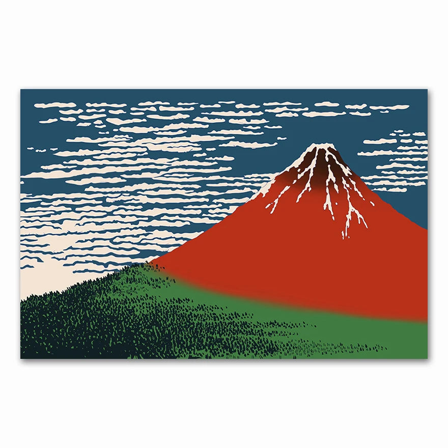 Tableau Japon Mont Fuji Rouge