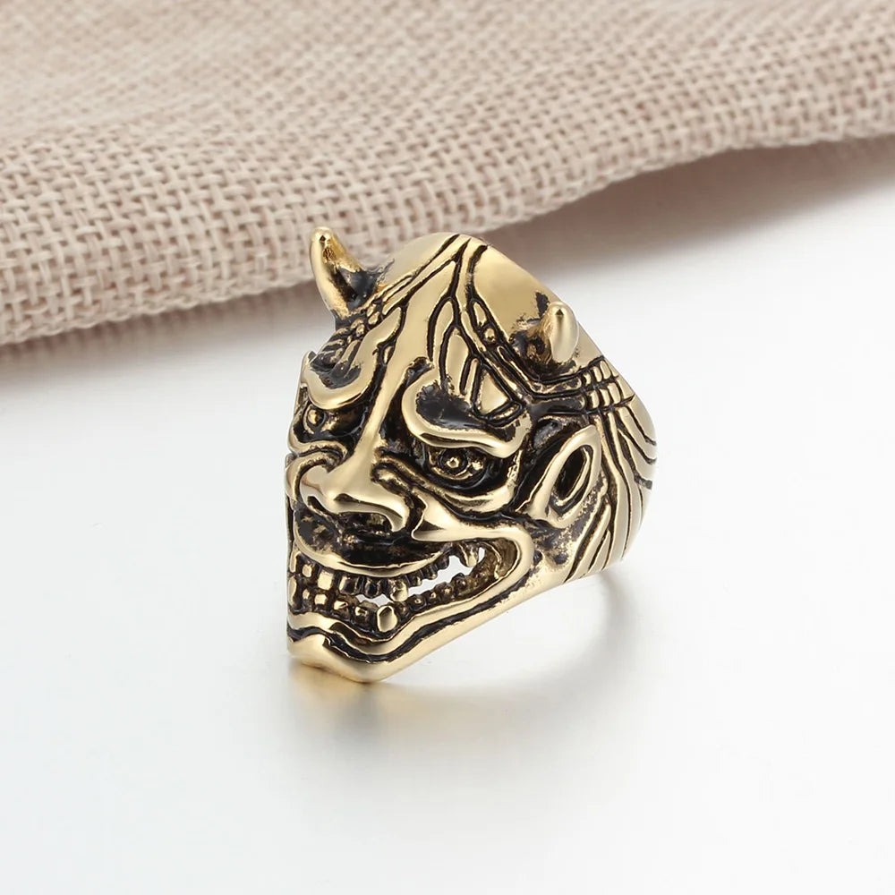 Bague tête démon japonais or