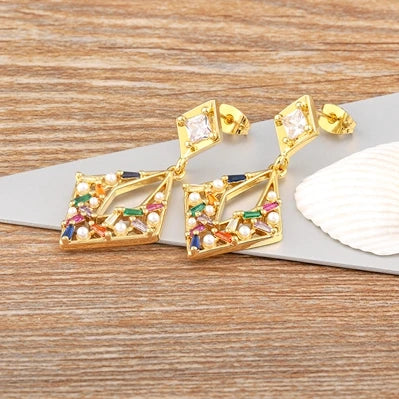 Japanese Zircon Pearl Earrings