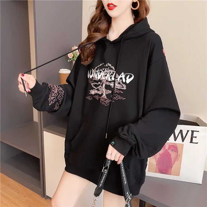 Hoodie Molleton Japonais cerisier