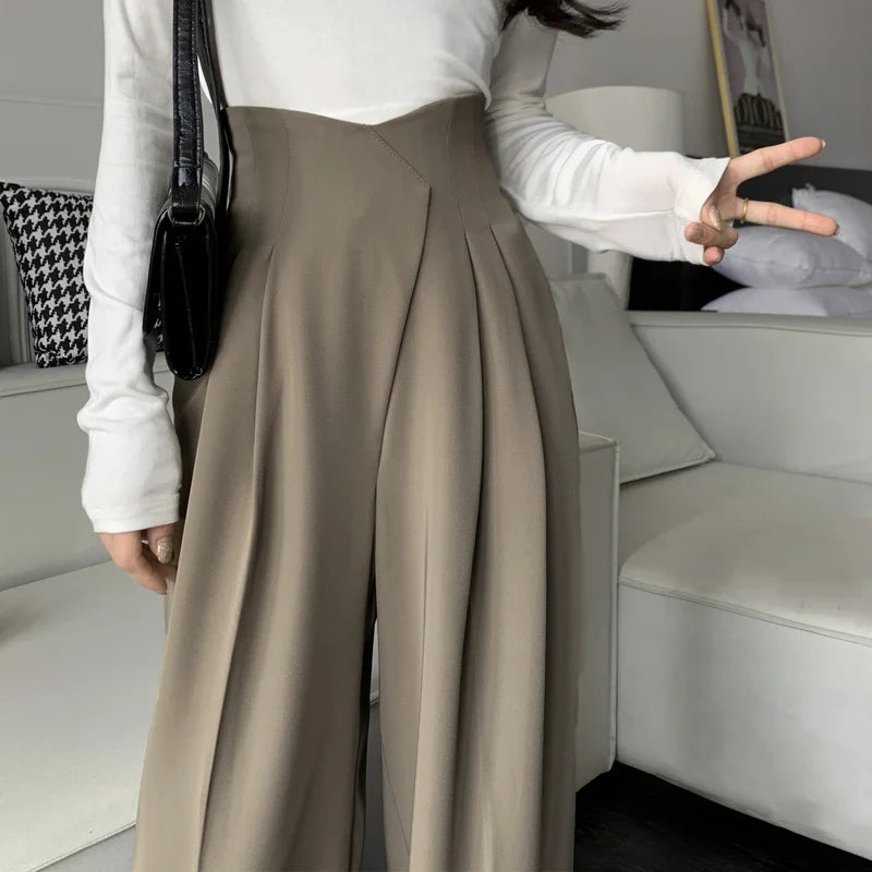 Pantalon Japonais Taille Haute Beige